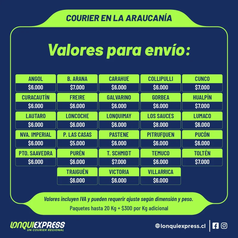 2026 - Tablas de Valores Araucania Cuadrado - Lonquiexpress_0 3